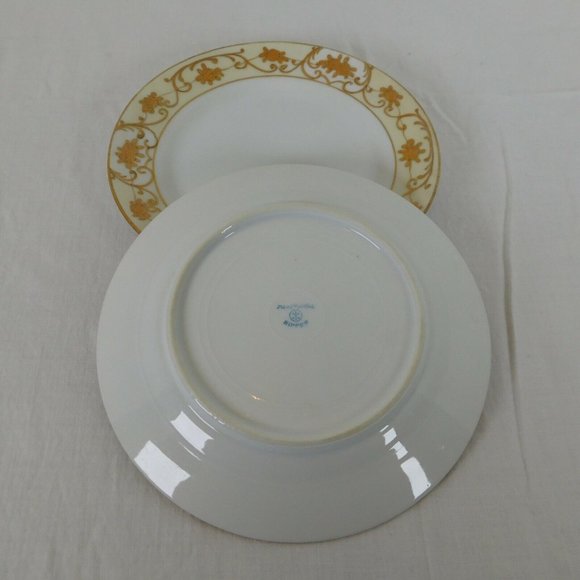 Lot 2 Antique Nippon Spoke Mark Hand Paint Bread Butter Plate Gold White Yellow - Picture 7 of 10